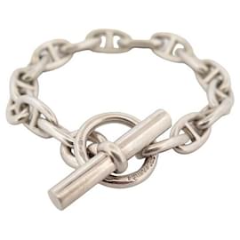 Hermès-HERMES ANCHOR CHAIN BRACELET MM 17cm 16 silver links 925 49GR SILVER-Silvery