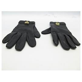 Hermès-GUANTES HERMES CHAR® BOLSO CONSTANCE & KELLY PIEL NEGRO 7 guantes de cuero-Negro