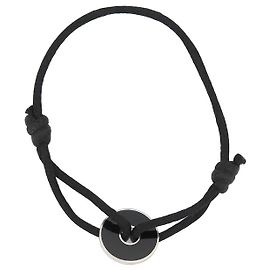 PULSEIRA CHINESA DINH VAN PI 18CORREIA DE CORDÃO PRETO MM PRATA E ÔNIX Preto