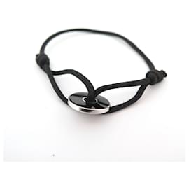 Dinh Van-BRACELET DINH VAN PI CHINOIS 18MM ARGENT MASSIF ET ONYX CORDON NOIR STRAP-Noir