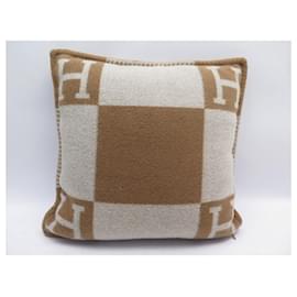 Hermès-HERMES AVALON PM CUSHION WOOL & CASHMERE CAMEL WOOL CASHMERE PILLOW-Other