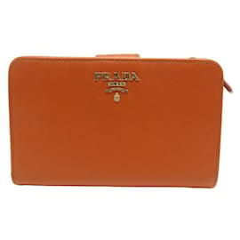 Prada-CARTERA PRADA DE PIEL SAFFIANO NARANJA 1M1225 Titular de la tarjeta monedero-Naranja