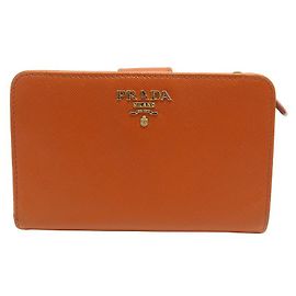 PRADA WALLET IN ORANGE SAFFIANO LEATHER 1M1225 WALLET CARD HOLDER Orange