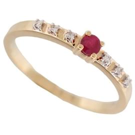 Mauboussin-MAUBOUSSIN CAPSULE OF EMOTIONS YELLOW GOLD RING 18K RUBY & DIAMOND 51 RING-Golden