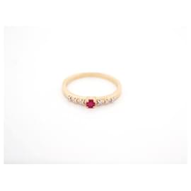 Mauboussin-MAUBOUSSIN CAPSULE OF EMOTIONS YELLOW GOLD RING 18K RUBY & DIAMOND 51 RING-Golden