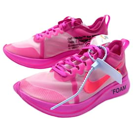 Nike-NEUF CHAUSSURES NIKE OFF WHITE ZOOM FLY AJ4588-600 8 42.5 BASKETS SNEAKERS-Rose