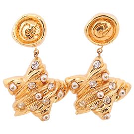 ORECCHINI VINTAGE CHRISTIAN LACROIX CON STELLA E STRASS D'oro