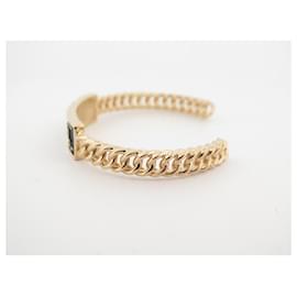 Chanel-BRACELET CHANEL MANCHETTECHAINE & LOGO L 20CM METAL DORE BANGLE STRAP CUFF-Doré