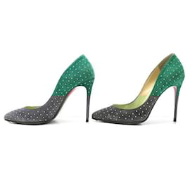 Christian Louboutin-CHRISTIAN LOUBOUTIN SHOES PIGALLE FOLLIES PUMPS 37.5 SUEDE SHOES-Green