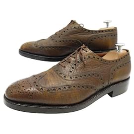 JM Weston-JM WESTON RICHELIEU SHOES 398 7.5C 41 41.5 FLORAL TOE SHARK LEATHER-Brown