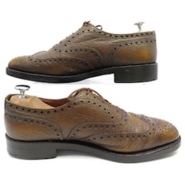 JM Weston-JM WESTON RICHELIEU SHOES 398 7.5C 41 41.5 FLORAL TOE SHARK LEATHER-Brown