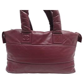 CHANEL COCOON CABAS HANDBAG IN BORDEAUX LEATHER TOTE HAND BAG Dark red