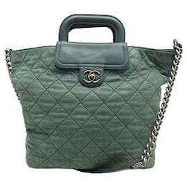 Chanel-SAC A MAIN CHANEL CABAS FERMOIR TIMELESS CUIR IRIDESCENT HAND BAG PURSE-Vert