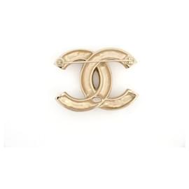 Chanel-NEUF BROCHE CHANEL LOGO CC STRASS 2021 EN METAL DORE GOLDEN BROOCH JEWEL-Doré