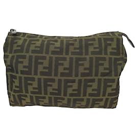 Fendi-NEW FENDI ZUCCA MONOGRAM CANVAS KIT 7N0008 CANVAS POUCH CLUTCH-Brown