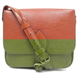 Louis Vuitton-VINTAGE LOUIS VUITTON CARTOUCHIERE PM EPI CROSSBODY HAND BAG-Orange