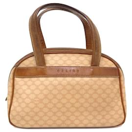 Céline-CELINE BOWLING HANDBAG MONOGRAM CANVAS TRIOMPHE SHOULDER HAND BAG-Beige