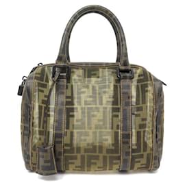 Fendi-FENDI BOSTON HANDBAG 25 BAULOTTO FOREVER RETE FF ZUCCA 8BL092 HAND BAG-Khaki