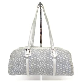 Céline-VINTAGE CELINE BOSTON HANDBAG BLUE CANVAS MACADAM BLUE CANVAS HAND BAG-Blue