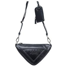NEUF SAC PRADA TRIANGLE BAG MULTI-POCHETTES 2VH155 CUIR NOIR HAND BAG Noir
