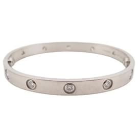 Cartier-BRACELET CARTIER LOVE CRB6070217 17 CM EN OR GRIS 18K 10 DIAMANTS 0.96 CT-Argenté