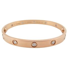 Cartier-BRACELET CARTIER LOVE CRB6070217 17 CM EN OR ROSE 18K 10 DIAMANTS 0.96 CT-Doré