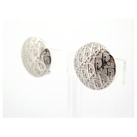 Christian Dior-NEW CHRISTIAN DIOR CLIP EARRINGS ENGRAVED DIOR OBLIQUE EARRINGS-Silvery