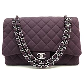 Chanel-NEW CHANEL CLASSIC TIMELESS MAXI JUMBO JERSEY QUILTED BAG HANDBAG-Prune