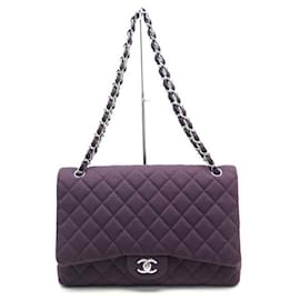 Chanel-NEW CHANEL CLASSIC TIMELESS MAXI JUMBO JERSEY QUILTED BAG HANDBAG-Prune