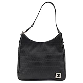 Fendi-Fendi handbag in black Zucchino canvas-Black