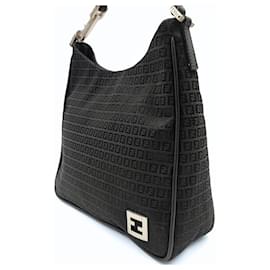 Fendi-Bolso de mano Fendi en lona Zucchino negra-Negro