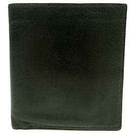 Hermès-VINTAGE HERMES RANGE BANKNOTES WALLET IN BLACK LEATHER WALLET-Black