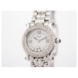 Chopard-NEUF MONTRE CHOPARD HAPPY SPORT 27/8250-23 26MM QUARTZ ACIER DIAMANT WATCH-Argenté
