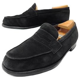 JM Weston-JM WESTON LOAFERS 180 7C 41 BLACK SUEDE SHOES SHOES-Black