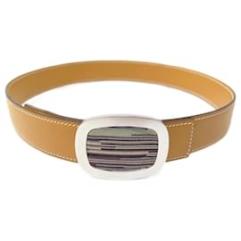 Hermès RARA MISURA DELLA CINTURA HERMES 70 CINTURA IN PELLE ORO CON FIBBIA IN PELLE VIBRATO Cammello