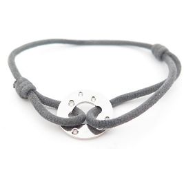 PULSERA DINH VAN CIBLE GM EN ORO BLANCO 18K DIAMANTES CORDÓN GRIS ORO BLANCO Plata
