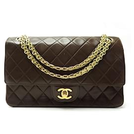 Chanel-VINTAGE HANDBAG CHANEL CLASSIQUE TIMELESS M BROWN QUILTED LEATHER BAG-Brown