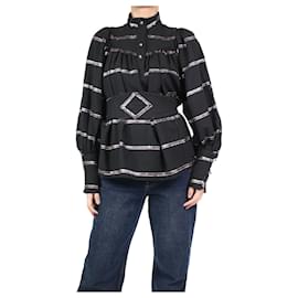 Autre Marque-Black lurex striped blouse - size UK 10-Black