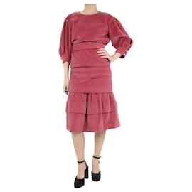 Autre Marque-Conjunto blusa e saia de veludo rosa - tamanho UK 8-Rosa