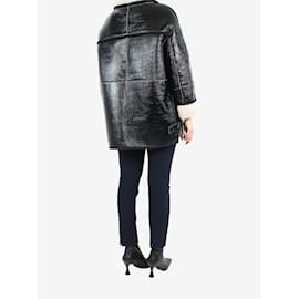 Yves Salomon-Black shearling jacket - size UK 8-Black