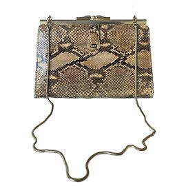 DIOR 70bolso de mano de pitón Negro Marrón claro Gold hardware