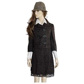 Conjunto de saia e casaco Dolce & Gabbana de lã preto e marrom Preto Castanho claro Castanho escuro