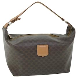 Céline-CELINE Macadam Canvas Shoulder Bag PVC Leather Brown Auth 54855-Brown