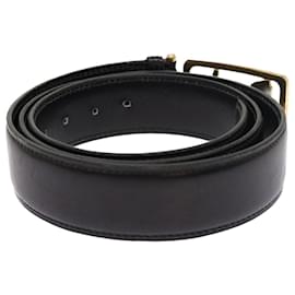 Céline-CELINE Horse Carriage Belt Leather 35.4""-37.8"" Black Gold Auth 54945-Black,Golden