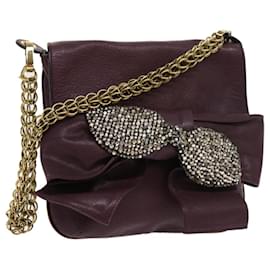 Chloé-Chloe Chain Shoulder Bag Leather Purple Auth th3995-Purple
