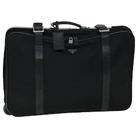 Prada-PRADA Travel carry suitcase Nylon Leather Black Auth tb901-Black