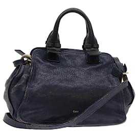 Chloé-Chloe Porte Epore Shoulder Bag Leather 2way Navy Auth am5000-Navy blue