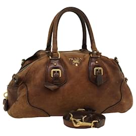 Prada-PRADA Shoulder Bag Leather 2way Brown Auth bs8341-Brown