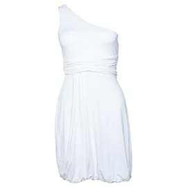 Pinko-Pinko, drapiertes Kleid mit einer Schulter-Weiß