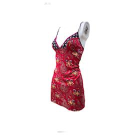 Christian Dior-Christian Dior mini dress model “Paisley Flowers”-Black,Red,Multiple colors,Dark red,Monogram